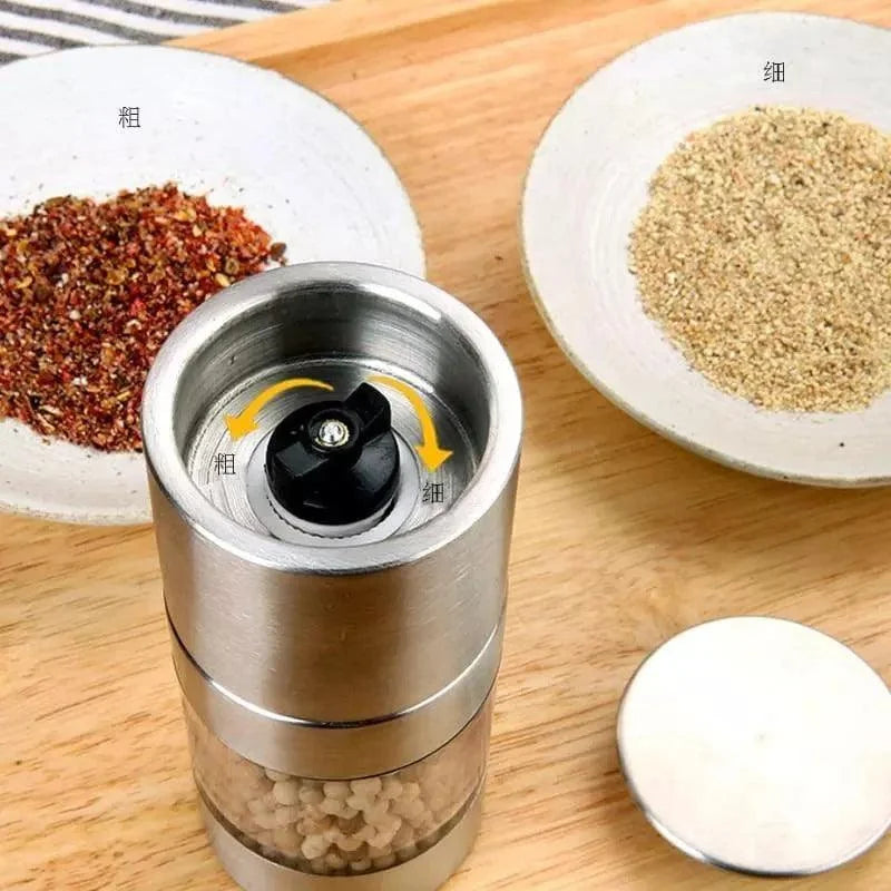 Monzzi Stainless Steel 2-in-1 Manual Pepper and Spice Grinder