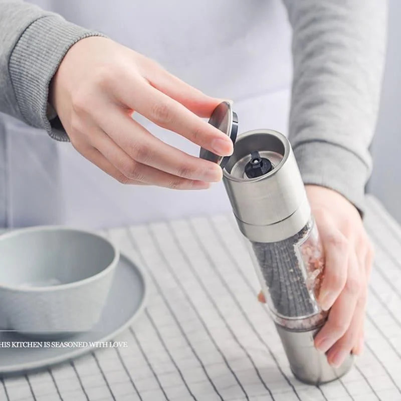 Monzzi Stainless Steel 2-in-1 Manual Pepper and Spice Grinder