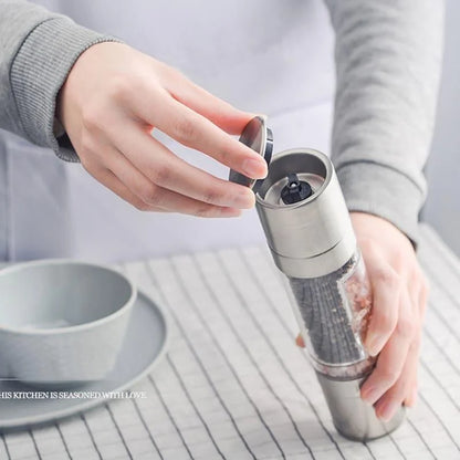 Monzzi Stainless Steel 2-in-1 Manual Pepper and Spice Grinder