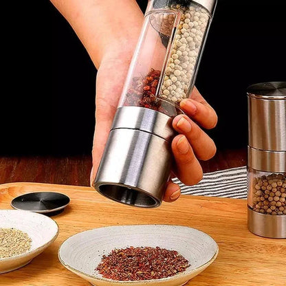 Monzzi Stainless Steel 2-in-1 Manual Pepper and Spice Grinder