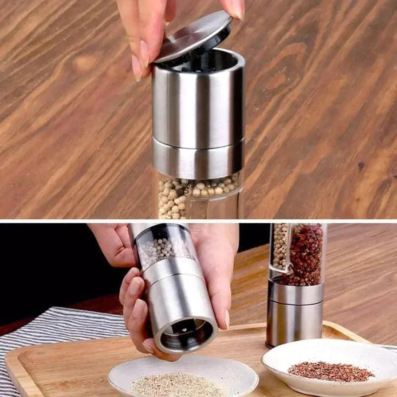 Monzzi Stainless Steel 2-in-1 Manual Pepper and Spice Grinder