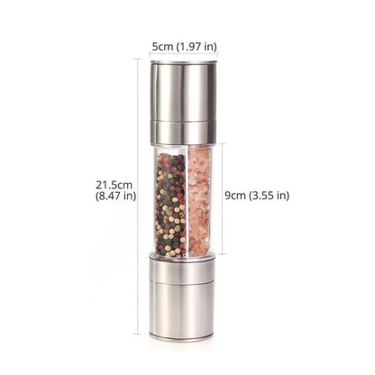 Monzzi Stainless Steel 2-in-1 Manual Pepper and Spice Grinder