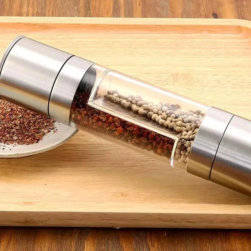 Monzzi Stainless Steel 2-in-1 Manual Pepper and Spice Grinder