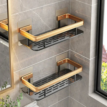 Monzzi No-Drill Aluminum Bathroom Organizer for Shampoo and Towels