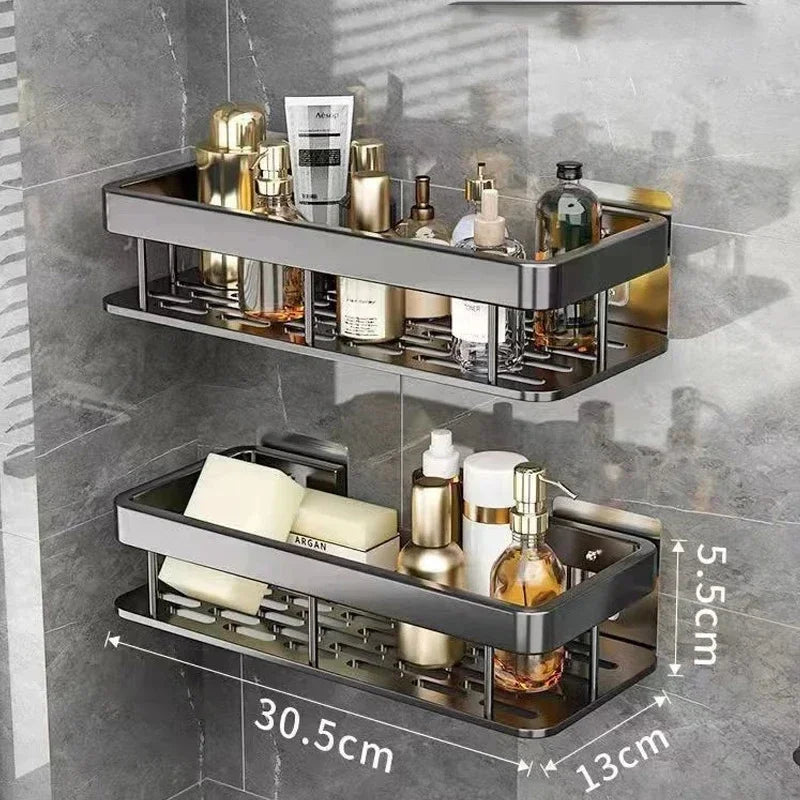 Monzzi No-Drill Aluminum Bathroom Organizer for Shampoo and Towels