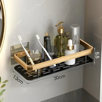 Monzzi Aluminum Bathroom Organizer - No-Drill Storage for Shampoo and Towels