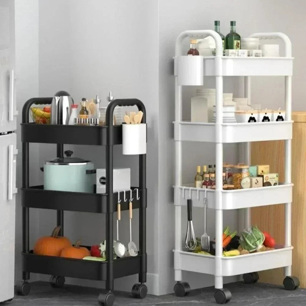 Versatile Rolling Kitchen Organizer in Black or White for Monzzi Home