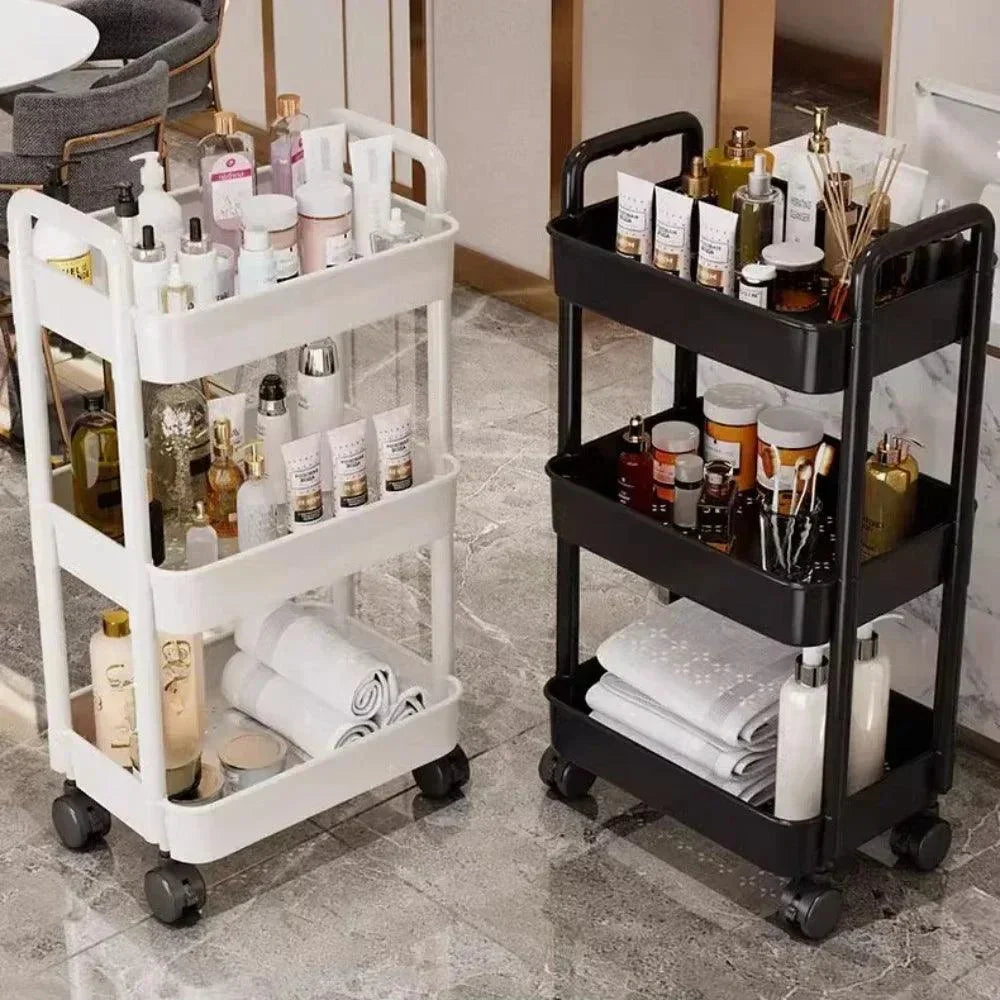 Versatile Rolling Kitchen Organizer in Black or White for Monzzi Home