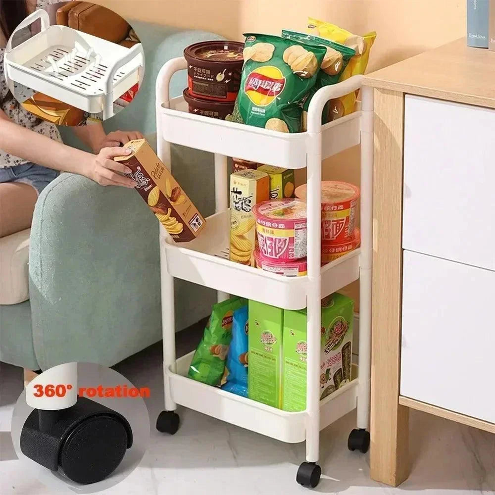 Versatile Rolling Kitchen Organizer in Black or White for Monzzi Home