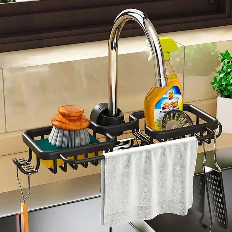 Monzzi Aluminum Kitchen Sink Sponge Holder and Organizer