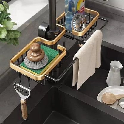 Monzzi Aluminum Kitchen Sink Sponge Holder and Organizer