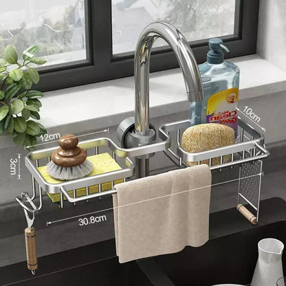 Monzzi Aluminum Kitchen Sink Sponge Holder and Organizer