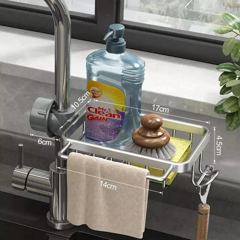 Monzzi Aluminum Kitchen Sink Sponge Holder and Organizer