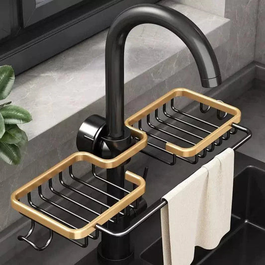 Monzzi Aluminum Kitchen Sink Sponge Holder and Organizer