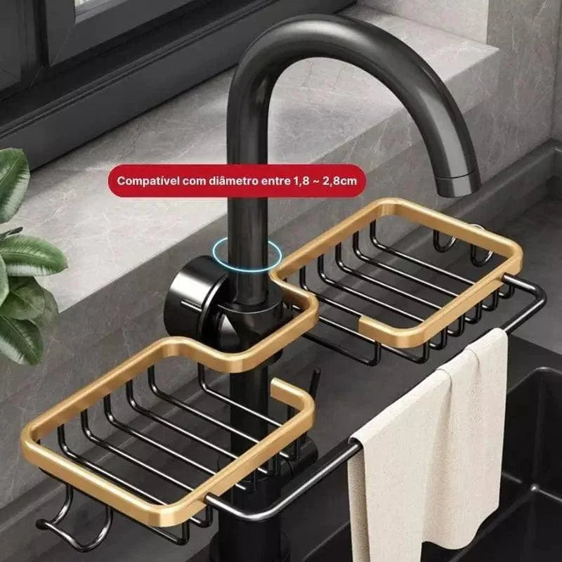 Monzzi Aluminum Kitchen Sink Sponge Holder and Organizer