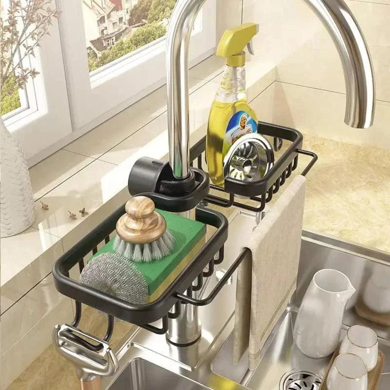 Monzzi Aluminum Kitchen Sink Sponge Holder and Organizer