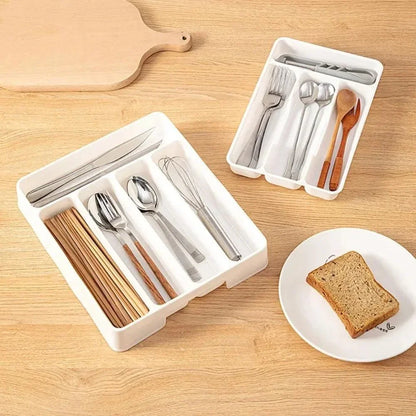 Modern White Cutlery Organizer with Dividers for a Stylish Kitchen