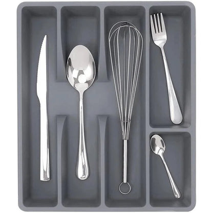 Gray Cutlery Organizer with 5 Dividers for Monzzi