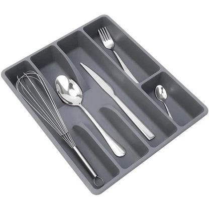 Gray Cutlery Organizer with 5 Dividers for Monzzi