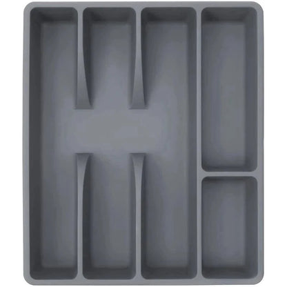 Gray Cutlery Organizer with 5 Dividers for Monzzi