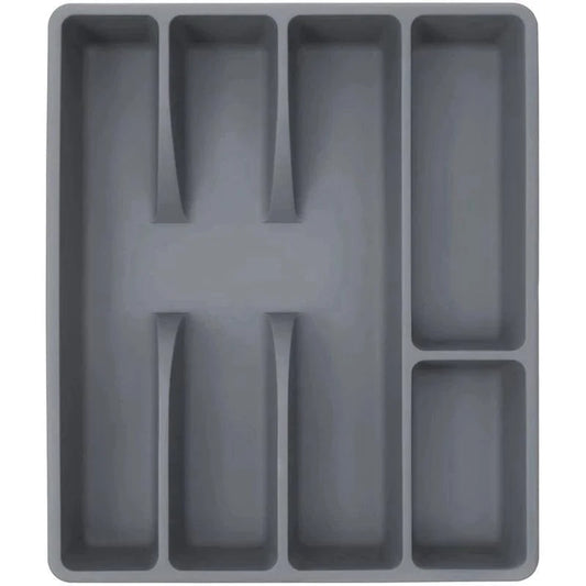 Gray Cutlery Organizer with 5 Dividers for Monzzi