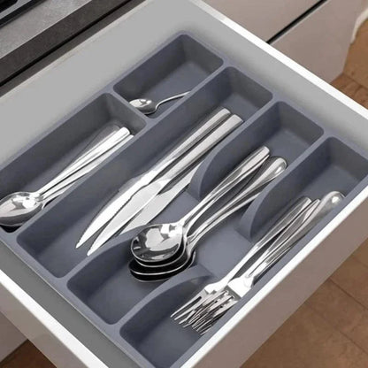 Gray Cutlery Organizer with 5 Dividers for Monzzi