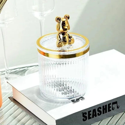Acrylic Cotton Swab and Cotton Organizer for Bathroom and Beauty Essentials