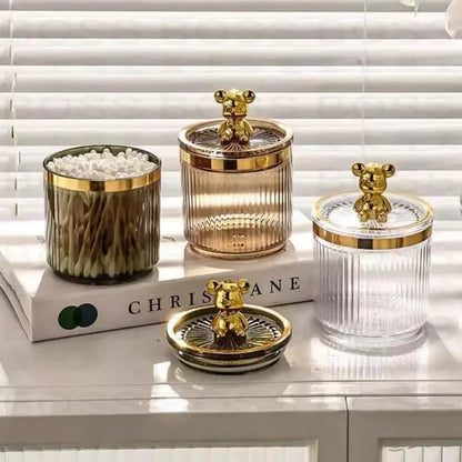 Acrylic Cotton Swab and Cotton Organizer for Bathroom and Beauty Essentials