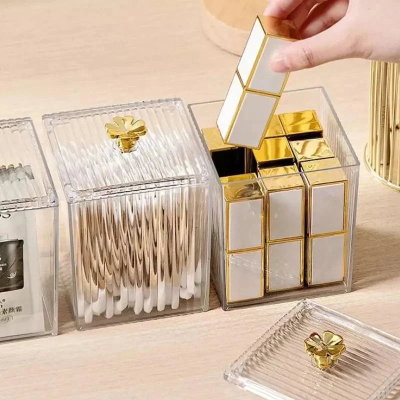 Acrylic Cotton Swab and Cotton Organizer for Bathroom and Bedroom by Monzzi