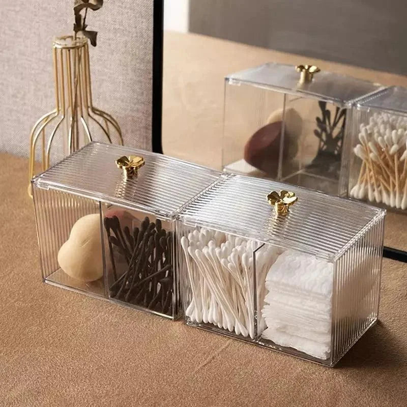 Acrylic Cotton Swab and Organizer Set for Bathroom and Bedroom by Monzzi