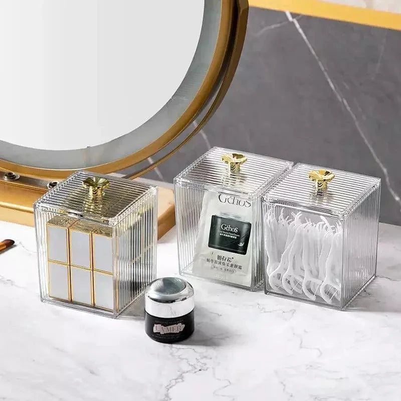 Acrylic Cotton Swab and Organizer Set for Bathroom and Bedroom by Monzzi
