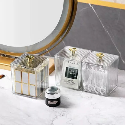Acrylic Cotton Swab and Organizer Set for Bathroom and Bedroom by Monzzi