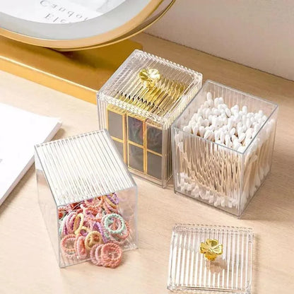 Acrylic Cotton Swab and Organizer Set for Bathroom and Bedroom by Monzzi