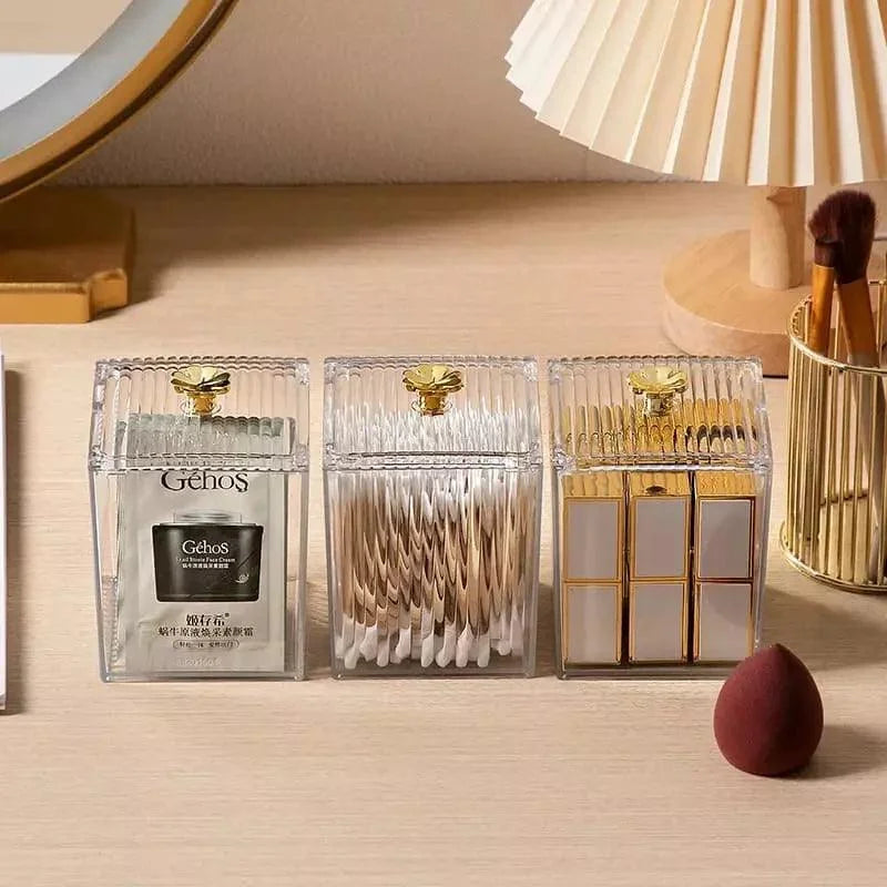 Acrylic Cotton Swab and Organizer for Bathroom and Bedroom by Monzzi