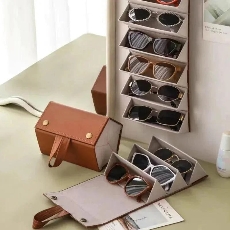 Monzzi Eyewear Organizer with 6 Compartments and Soft Padded Interior