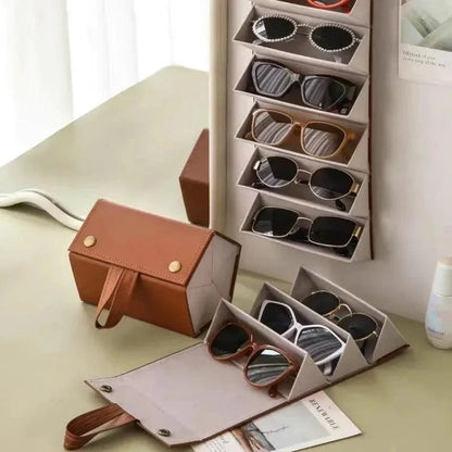Monzzi Eyewear Organizer with 6 Compartments and Soft Padded Interior