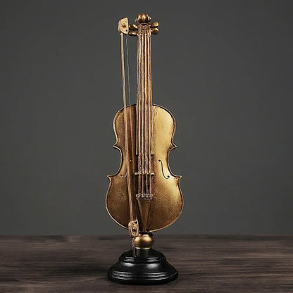 Gold Monzzi Design Decorative Resin Violin and Saxophone Ornaments