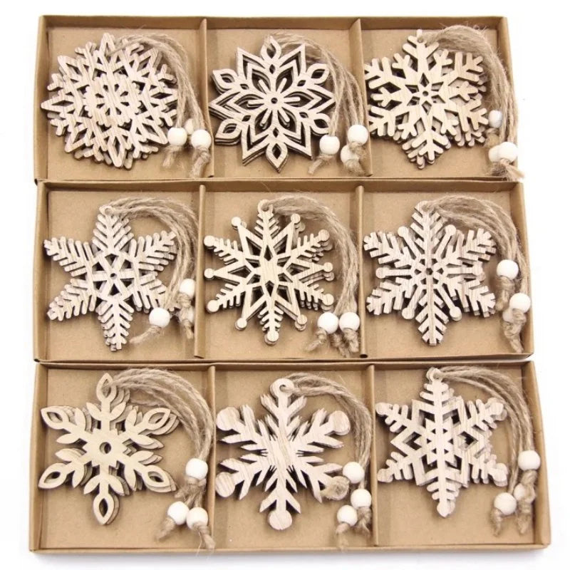 Set of 12 Rustic Wooden Christmas Ornaments for Monzzi Tree