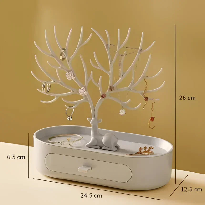 Monzzi Acrylic Jewelry Organizer with Drawer - Tree Design for Accessory Storage
