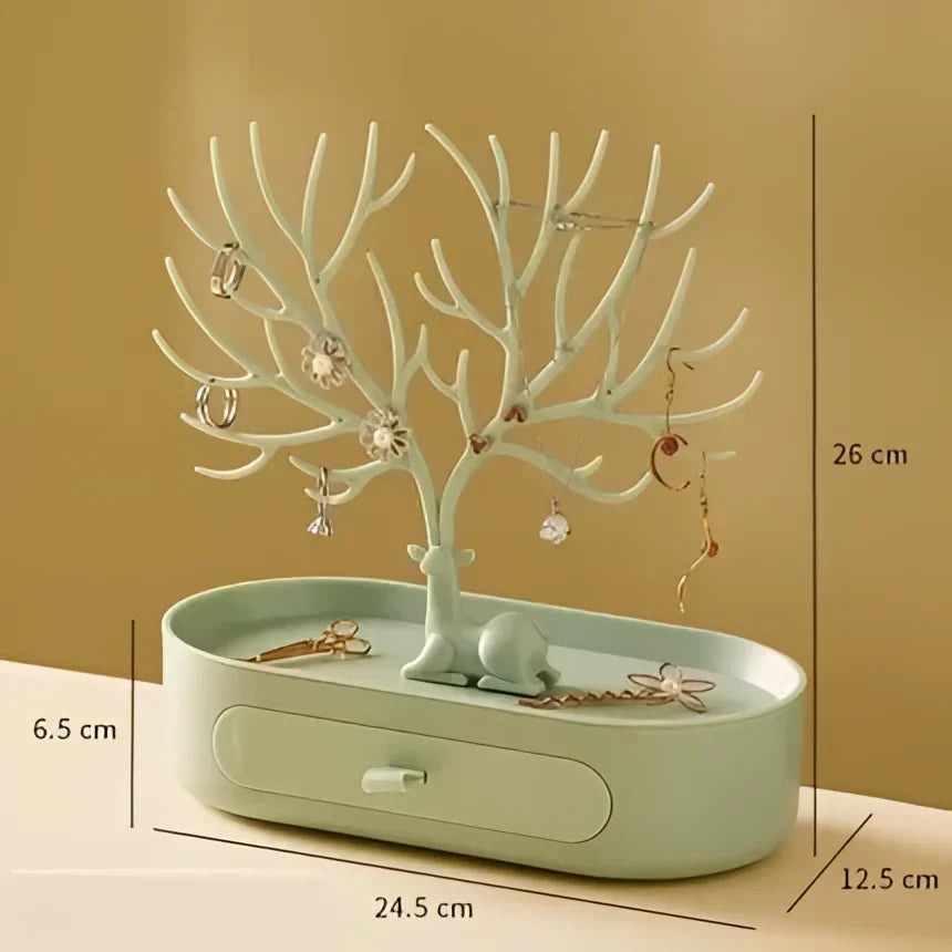 Monzzi Acrylic Jewelry Organizer with Drawer - Tree Design for Accessory Storage