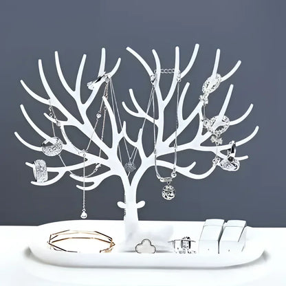 Monzzi Acrylic Jewelry Organizer Tree with Drawer for Accessory Storage