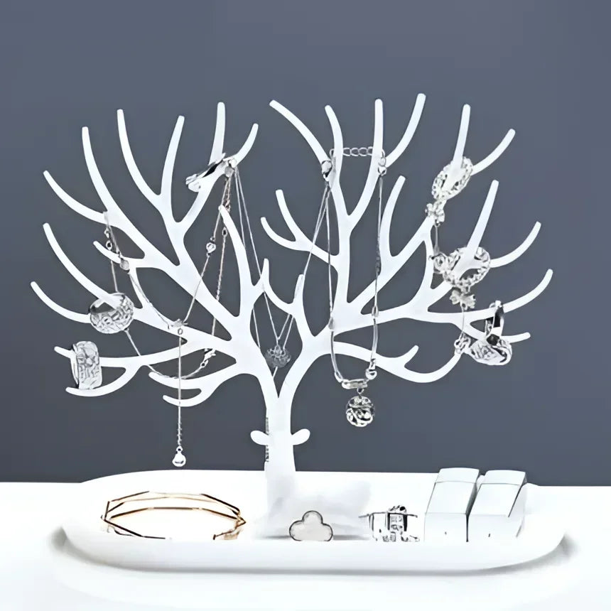 Monzzi Acrylic Jewelry Organizer with Drawer - Tree Design for Accessory Storage