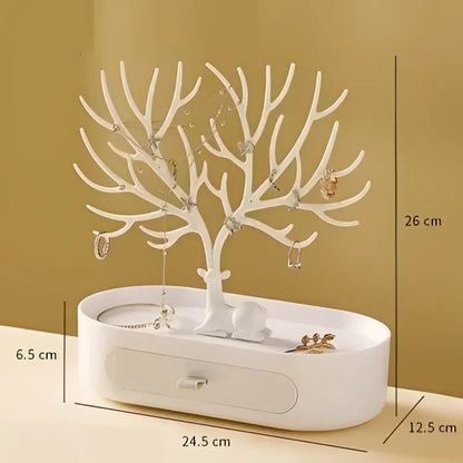 Monzzi Acrylic Jewelry Organizer with Drawer - Tree Design for Accessory Storage