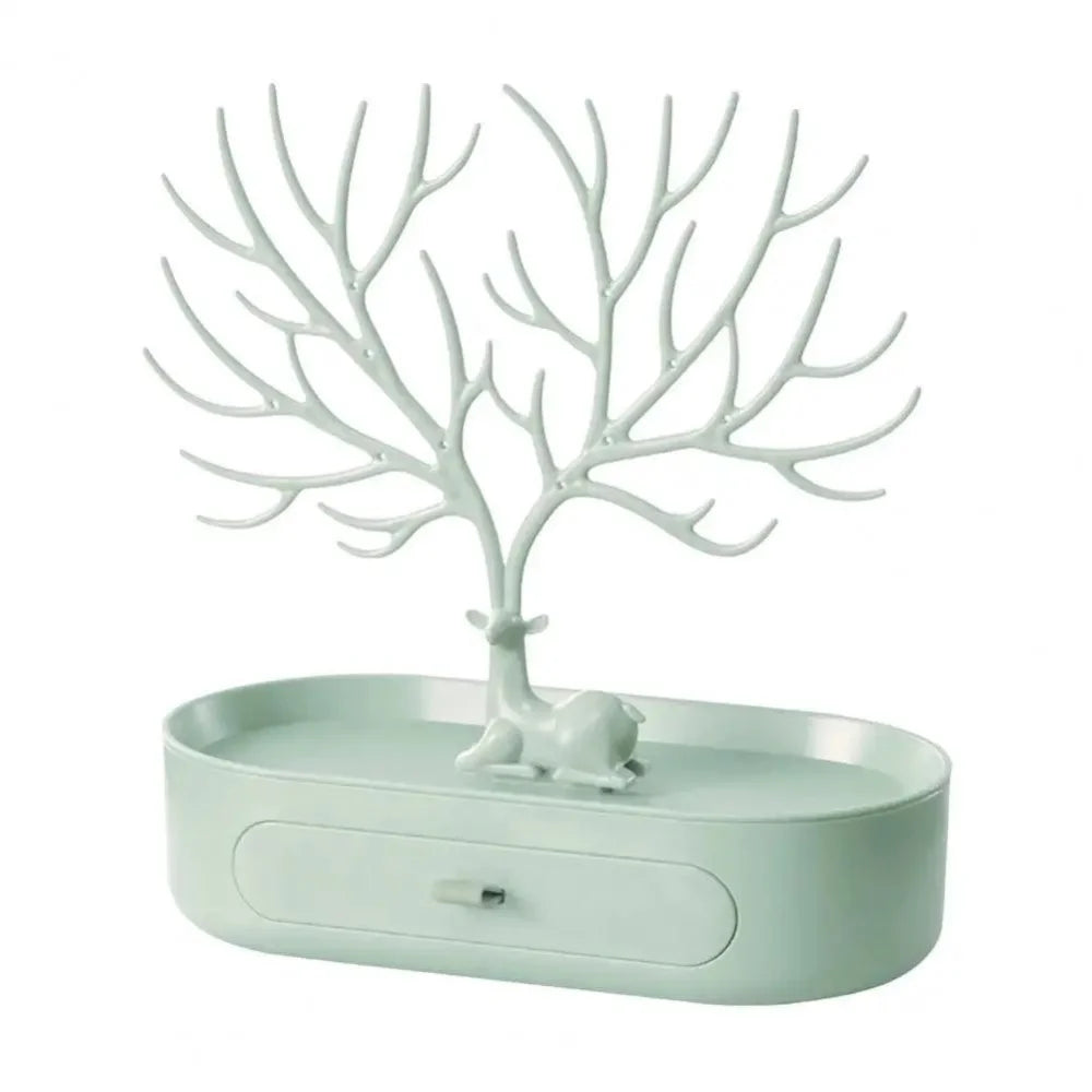 Monzzi Acrylic Jewelry Organizer Tree with Drawer for Accessory Storage