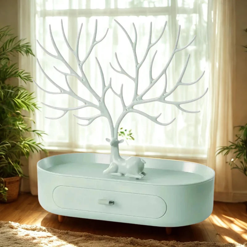 Monzzi Acrylic Jewelry Organizer with Drawer - Tree Design for Accessory Storage