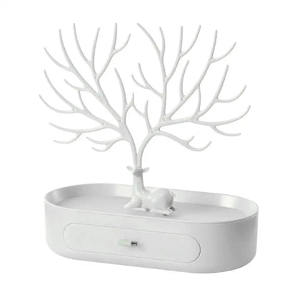 Monzzi Acrylic Jewelry Organizer with Drawer - Tree Design for Accessory Storage