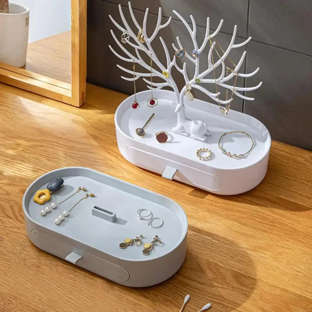 Monzzi Acrylic Jewelry Organizer with Drawer - Tree Design for Accessory Storage