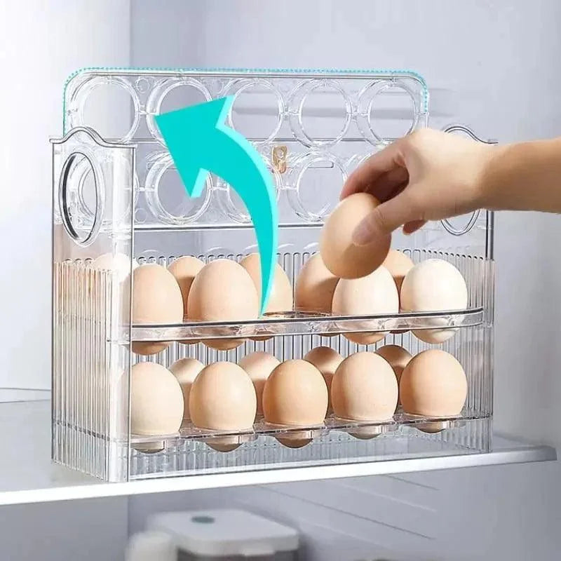 Monzzi 3-Tier Egg Organizer for Refrigerator - 34 Compartment Holder