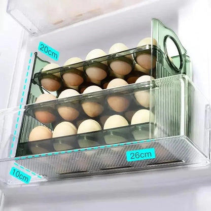 Monzzi 3-Tier Egg Organizer for Refrigerator - 34 Compartment Holder
