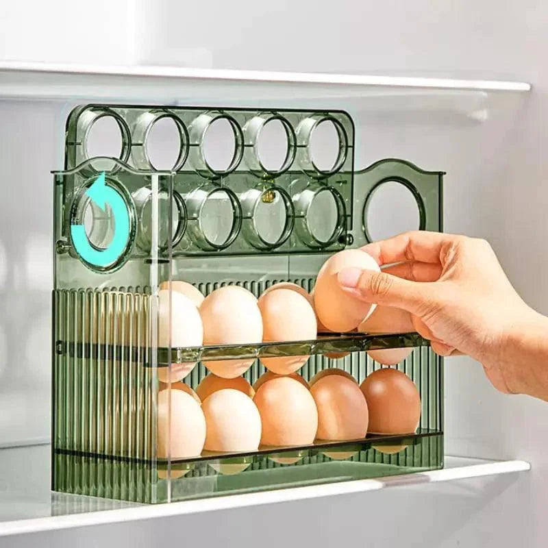 Monzzi 3-Tier Egg Organizer for Refrigerator - 34 Compartment Holder